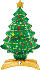 Шар 3D Фигура на подставке, Новогодняя елочка, Ярко-зеленый (в  упаковке)